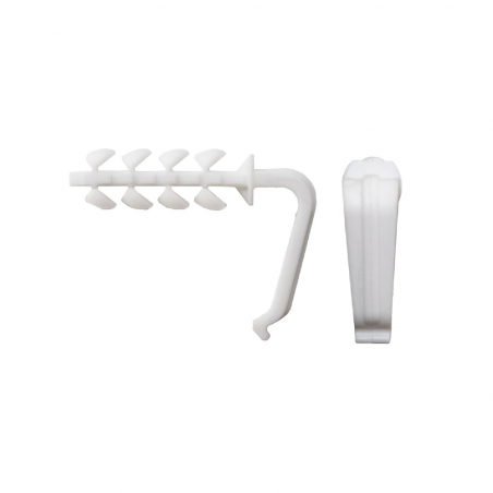 Clip plástico para fijación de cables planos en instalaciones eléctricas