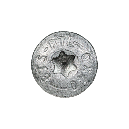 Detalle cabeza alomada tornillo BTS-6 Ø6 para hormigón galvanizado