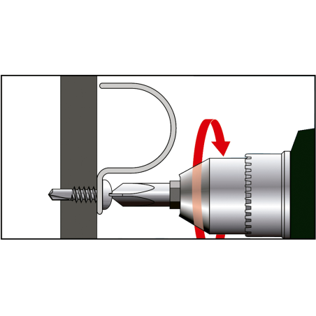 Instalación de tornillo punta broca con cabeza ancha