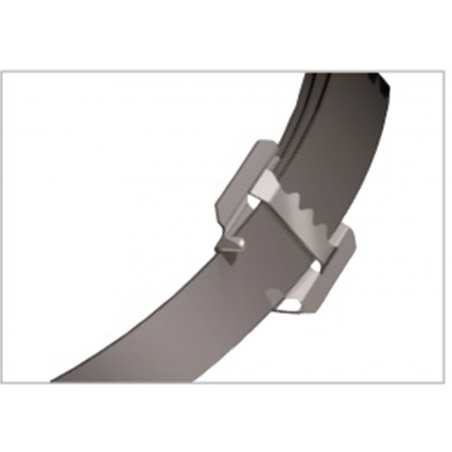 Hebilla Flejinox HFX instalada en fleje de acero inoxidable 