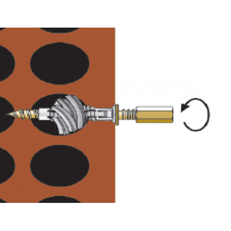 Instalación del tornillo tirafondo TF con manguito en ladrillo