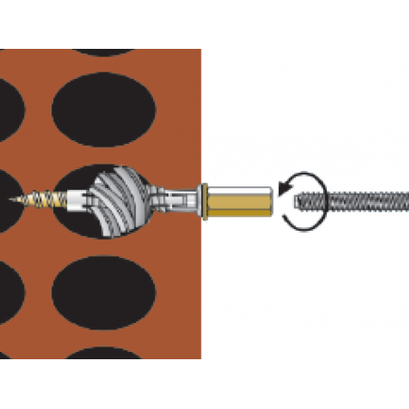 Instalación del tornillo tirafondo TF en ladrillo hueco