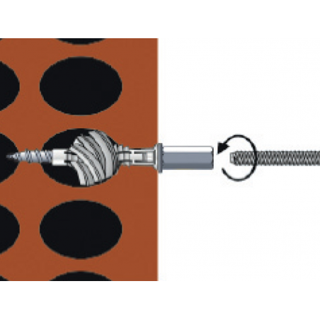 Instalación del tornillo con manguito TRBP en ladrillo hueco