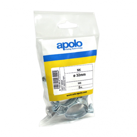 Pack de 5 abrazaderas metálicas M6 para fijación de tubos de 32 mm en proyectos de bricolaje