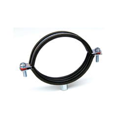 Abrazadera metálica M8/M10 para conductos de ventilación con aislamiento acústico y fijación resistente