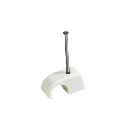 Grapa plástica con clavo para sujetar tubos eléctricos y organizar instalaciones