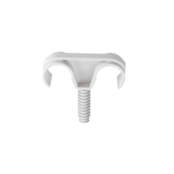 Instalación de grapa plástica doble para sujetar tubos de forma segura