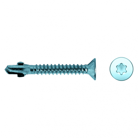 Tornillo punta broca con aletas y cabeza estrella