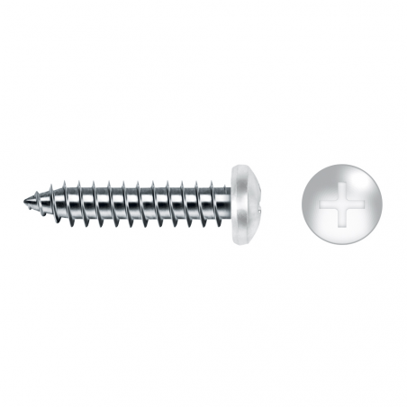 Tornillo rosca chapa DIN 7981 con cabeza alomada PH lacado en blanco