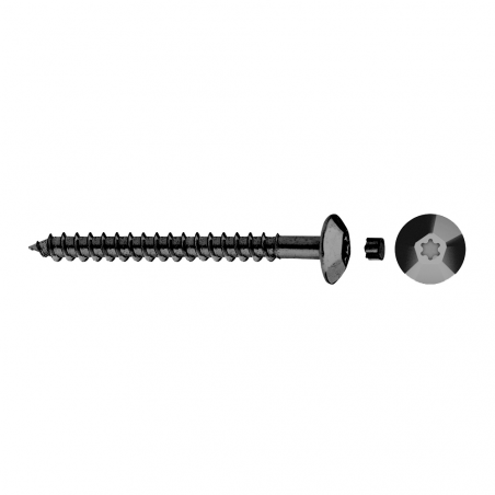 Tornillo inviolable TIC negro con cabeza hexalobular