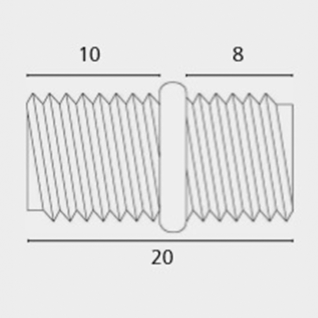 Unión entre manguitos - unión métrica manguito - Espárrago tope  