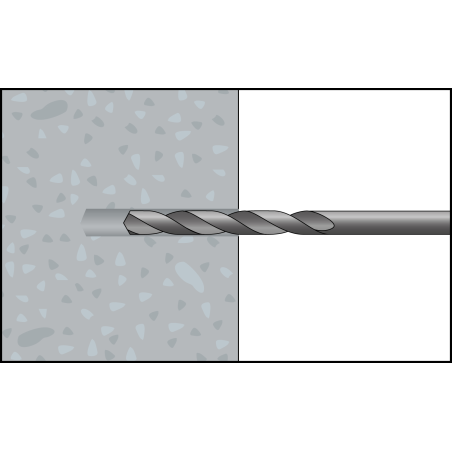 Ilustración del proceso de perforación en hormigón con broca para preparar el orificio donde se instalará el anclaje BAZ zincado