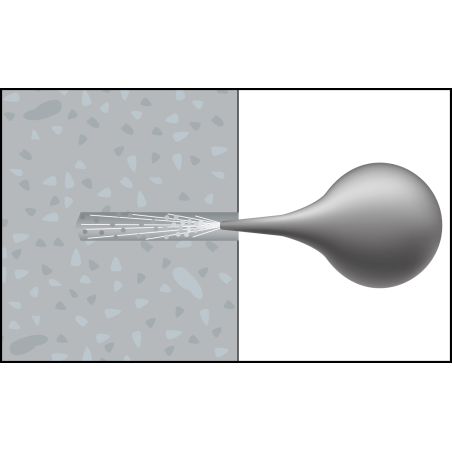 Limpieza del orificio en hormigón con pera de aire para instalación de anclaje BAZ