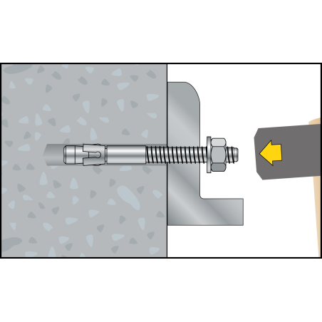Colocación y apriete del anclaje BAZ zincado en hormigón