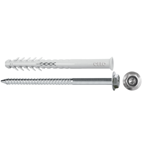 Taco largo para mampostería HBR SSKS con tornillo y cabeza hexagonal para fijación resistente