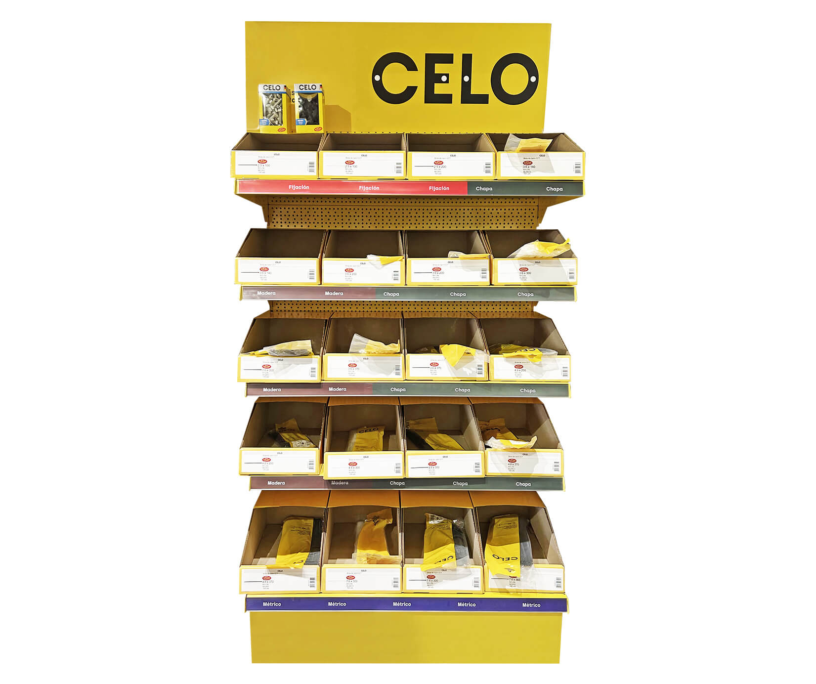 Bridas: Expositor para distribución de CELO con surtido de bridas