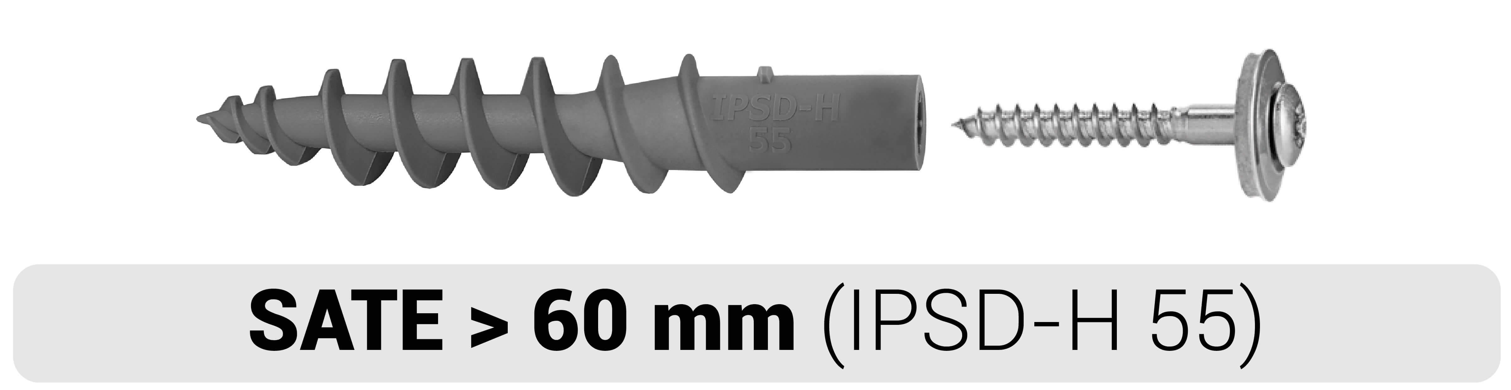 Taco tornillo IPSD 55 para fijación directa sobre aislamiento SATE de CELO